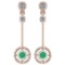 Certified 0.31 Ctw Emerald And Diamond Wedding/Engagement Style 14K Rose Gold Drop Earrings (SI2/I1)