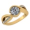 Certified 1.46 Ctw Diamond Wedding/Engagement Style 14K Yellow Gold Halo Ring (SI2/I1)