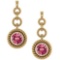 Certified 5.00 Ctw Pink Tourmaline Wedding/Engagement Style 14k Yellow Gold Halo Hanging Stud Earrin