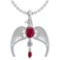 Certified 3.41 Ctw Ruby And Diamond Eagle Necklace For womens collection 14K White Gold