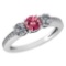 Certified 1.06 Ctw Pink Tourmaline And Diamond Wedding/Engagement Style 14k White Gold Halo Rings