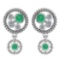 Certified 0.84 Ctw Emerlad And Diamond Wedding/Engagement Style Stud Earrings 14K White Gold