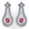 Certified 1.23 Ctw Pink Tourmaline Diamond Wedding/Engagement 14K White Gold Stud Earrings (SI2/I1)