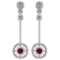 Certified 0.31 Ctw Garnet And Diamond Wedding/Engagement Style 14K White Gold Drop Earrings (SI2/I1)