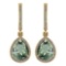 Certified 4.35 Ctw Green Amethyst And Diamond Wedding/Engagement Style 14K Yellow Gold Drop Earrings