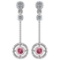 Certified 0.31 Ctw Pink Tourmaline And Diamond Wedding/Engagement Style 14K White Gold Drop Earrings