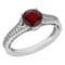 Certified 1.47 Ctw Garnet And Diamond Wedding/Engagement 14K White Gold Halo Ring (VS/SI1)