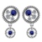 Certified 0.84 Ctw Blue Sapphire And Diamond Wedding/Engagement Style Stud Earrings 14K White Gold (