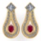 Certified 1.23 Ctw Ruby Diamond Wedding/Engagement 14K Yellow Gold Stud Earrings