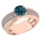 Certified 1.75 Ctw Treated Fancy Blue Diamond And White G-H Diamond Wedding/Engagement 14K Rose Gold