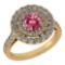 Certified 1.99 Ctw Pink Tourmaline And Diamond Wedding/Engagement Style 14k Yellow Gold Halo Rings