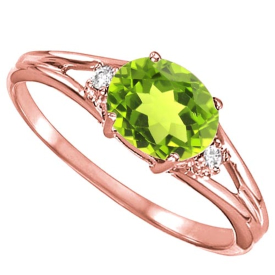0.48 CARAT PERIDOT & 0.02 CTW DIAMOND 10KT SOLID RED GOLD RING