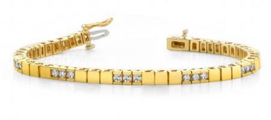 14K YELLOW GOLD 1 CTW G-H VS2/SI1 DIAMOND BUILDING BLOCK TENNIS BRACELET