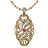 Certified 1.37 Ctw Pink Touramline And Diamond Necklace For Styles Females 14k Yellow Gold