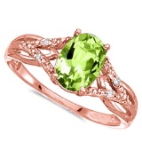 0.83 CARAT PERIDOT & 0.04 CTW DIAMOND 14KT SOLID RED GOLD RING
