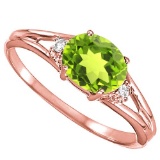 0.48 CARAT PERIDOT & 0.02 CTW DIAMOND 10KT SOLID RED GOLD RING