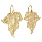 Gold Leaf Style Wire Hook Earrings 18k Yellow Gold MADE IN ITALY