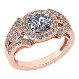 Certified 1.58 Ctw Diamond Wedding/Engagement Style 14K Yellow Gold Halo Ring (SI2/I1)