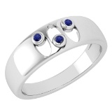 Certified 0.04 Ctw Blue Sapphire Wedding Style Halo Bands 14k White Gold