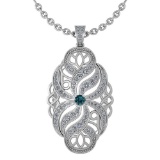 Certified 1.37 Ctw Treated Fancy Blue Diamond And White Diamond Necklace For Styles Females 14k Whit