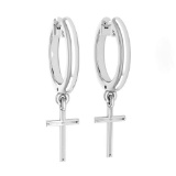 Holy Cross Special Hoop Earrings 18k White Gold MADE IN ITALY
