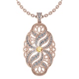 Certified 1.37 Ctw Citrine And Diamond Necklace For Styles Females 14k Rose Gold (VS/SI1)