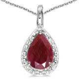 0.6 CARAT RUBY & CZ 14KT SOLID WHITE GOLD PENDANT