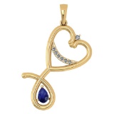 Certified 0.60 Ctw Blue Sapphire And Diamond Pendant For womens New Expressions Love collection 14K