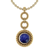 Certified 6.84 Ctw Blue Sapphire Necklace For womens New Expressions of Love collection 14K Yellow G