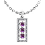 Certified 0.73 Ctw Amethyst And Diamond Wedding/Engagement Style 14k White Gold Necklace