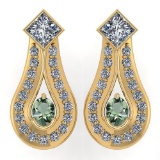 Certified 1.23 Ctw Green Amethyst Diamond Wedding/Engagement 14K Yellow Gold Stud Earrings