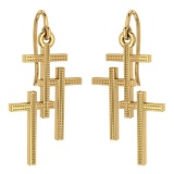 Holy Cross Wire Hook Earrings 18k Yellow Gold MADE IN ITALY