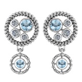 Certified 0.84 Ctw Aquamarine And Diamond Wedding/Engagement Style Stud Earrings 14K White Gold (VS/