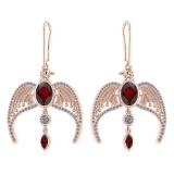 Certified 3.46 Ctw Garnet And Diamond Eagle Wire Hook Earrings For womens collection 14K Rose Gold