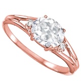0.47 CARAT WHITE TOPAZ & 0.02 CTW DIAMOND 10KT SOLID RED GOLD RING