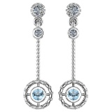 Certified 0.31 Ctw Aquamarine And Diamond Wedding/Engagement Style 14K White Gold Drop Earrings (SI2