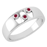 Certified 0.04 Ctw Ruby Wedding Style Halo Bands 14k White Gold