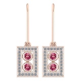 Certified 0.63 Ctw Pink Tourmaline And Diamond Wedding/Engagement Style 14K Rose Gold Wire Hook Earr