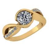 Certified 1.46 Ctw Diamond Wedding/Engagement Style 14K Yellow Gold Halo Ring (SI2/I1)