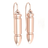 Gold Bullet Wire Hook Earrings 18k Rose Gold MADE IN ITALY
