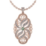 Certified 1.37 Ctw Green Amethyst And Diamond Necklace For Styles Females 14k Rose Gold (VS/SI1)