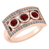 Certified 0.72 Ctw Garnet And Diamond Wedding/Engagement Style 14k Rose Gold Halo Rings