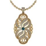Certified 1.37 Ctw Treated Fancy Blue Diamond And White Diamond Necklace For Styles Females 14k Yell