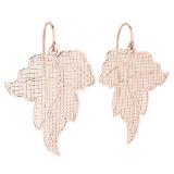 Gold Leaf Style Wire Hook Earrings 18k Rose Gold MADE IN ITALY