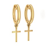 Holy Cross Special Hoop Earrings 18k Yellow Gold MADE IN ITALY