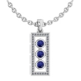 Certified 0.73 Ctw Blue Sapphire And Diamond Wedding/Engagement Style 14k White Gold Necklace