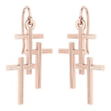Holy Cross Wire Hook Earrings 18k Rose Gold MADE IN ITALY