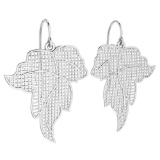 Gold Leaf Style Wire Hook Earrings 18k White Gold MADE IN ITALY