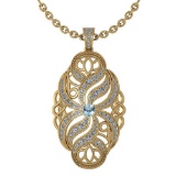 Certified 1.37 Ctw Aquamarine And Diamond Necklace For Styles Females 14k Yellow Gold