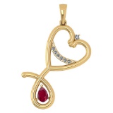 Certified 0.60 Ctw Ruby And Diamond Pendant For womens New Expressions Love collection 14K Yellow Go